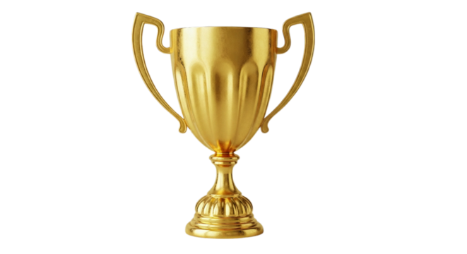 Gold trophy as a symbol of victory isolated PNG with Transparent Background