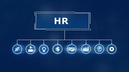 Business, Technology, Internet and network concept. Human Resources HR management ,business insights from large data sets. Animated data analytics banner web icons isolated on transparent background. - Powered by Adobe