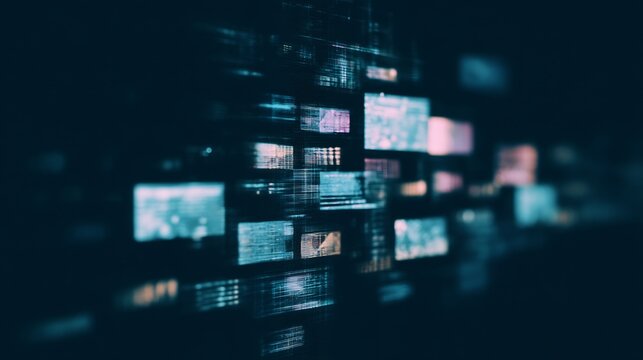 Abstract digital technology background featuring network grid and data flow