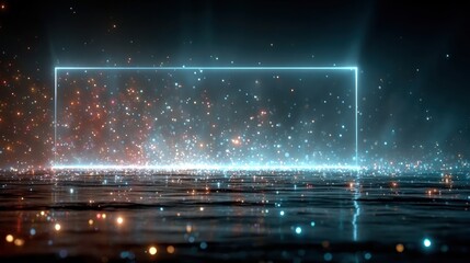 Abstract blue neon frame with stars and bokeh lights glitter particles and dust valentine new year and christmas social media 4k motion background