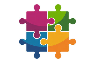 Fototapeta premium Connected colorful jigsaw puzzle pieces representing teamwork partnership and collaboration for success in business strategy and problem solving