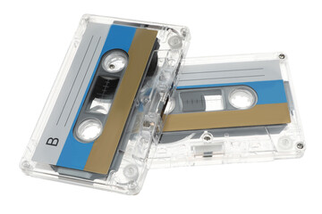 Audio cassettes with blank labels isolated on white