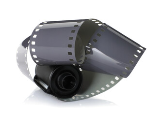 Roll of photographic film isolated on white