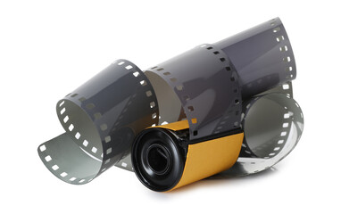 Roll of photographic film isolated on white
