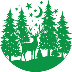 Naklejka premium christmas tree with deer