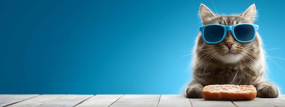 A photo of a stylish cat eating