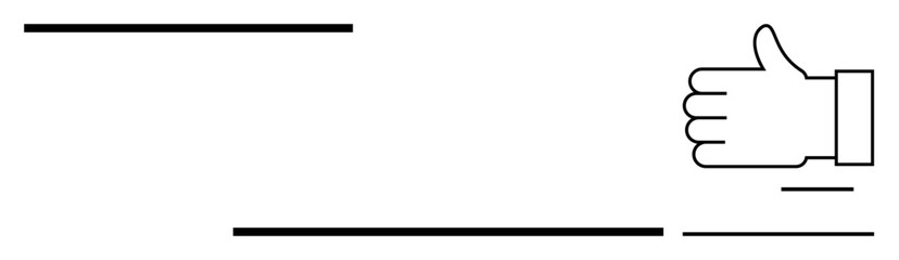 Hand giving a thumbs-up approval with clean horizontal lines for modern simplicity. Ideal for approval, agreement, encouragement, success, positivity, minimalism, simple landing page