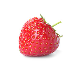 One fresh ripe strawberry isolated on white