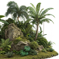 Lush Tropical Island Paradise Premium Scene for Design Projects Isolated On Transparent Background