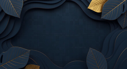 Elegant Leaves Frame, Featuring Botanical Elements and Golden Accents on transparent background