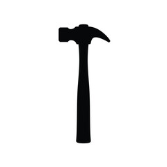 Black hammer silhouette on white background tool construction