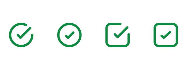 Green check mark icon. Check mark vector icon. Checkmark Illustration  Vector symbols set  green checkmark isolated on white background  Correct vote choice isolated symbol 