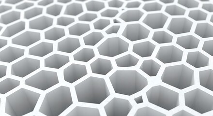 Fototapeta premium White Hexagonal Honeycomb Pattern on Flat Surface for Design and Architecture