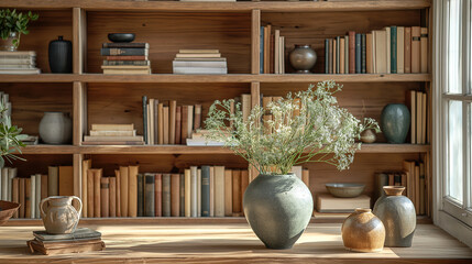 Scandinavian Bookshelf with Mixed Modern Decor