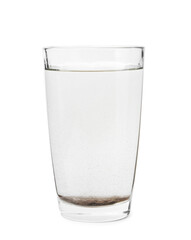 Glass with dirty water isolated on white