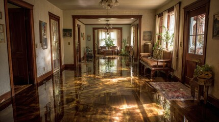 High-quality photo of flooded Home Floor Cleaning.