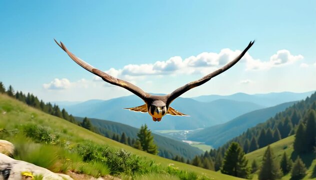 Peregrine falcon smiling mid dive