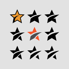 Obraz premium Nine stylized stars one orange two orange and gray and seven black symbol shape