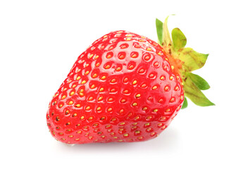 One fresh ripe strawberry isolated on white