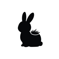 Black bunny planter with grass rabbit icon