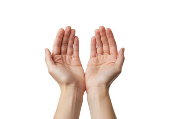 Two open hands palms up gesture offering or receiving isolated on transparent background