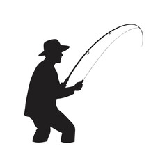 silhouette of a fisherman with a fishing rod vector art