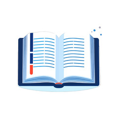 Open Book Illustration In Blue And White