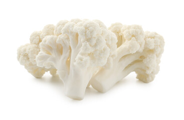 Fresh raw cauliflower florets isolated on white