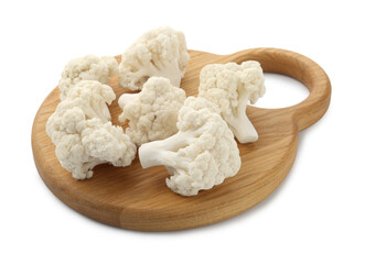 Fresh raw cauliflower florets isolated on white