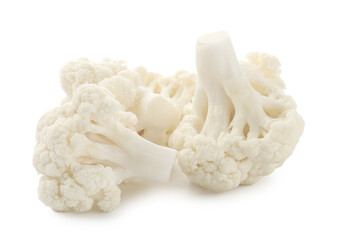 Fresh raw cauliflower florets isolated on white
