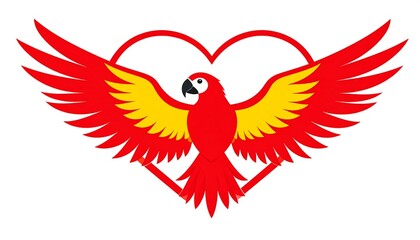Fototapeta premium Red parrot in heart shape