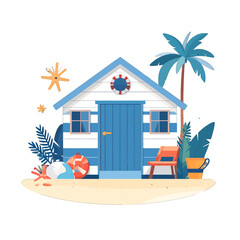 Obraz premium Cartoon Beach Hut Illustration