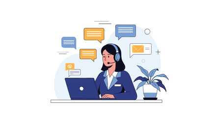 Customer Service Representative Working in a Call Center Environment Providing Assistance and Support to Clients