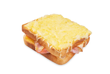 Ham cheese sandwich on a white isolated background