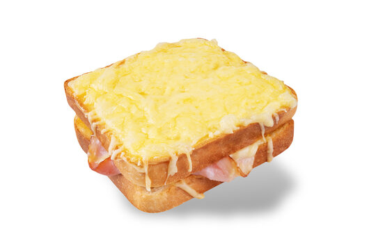Ham cheese sandwich on a white isolated background - Powered by Adobe