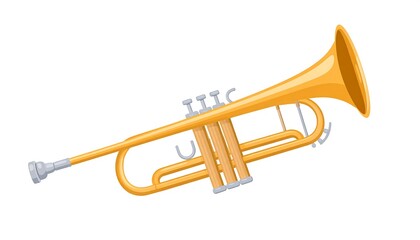 Obraz premium Illustration of a golden trumpet, classic musical instrument for jazz orchestra