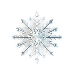 Snowflake, 3D illustration, metallic material, soft reflections, white background. Generative AI