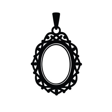 black ornate pendant necklace design clip art preview