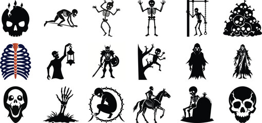 Flat Halloween element collection vector illustration