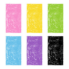 Collection of Design Elements Hand-drawn Vertical Rectangles of Different Colors Isolated on White Backdrop. Style of Children's Drawing.