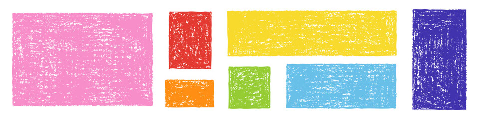 Set of Design Elements Hand-drawn Colorful Stamps of Different Sizes Isolated on White Backdrop. Style of Children's Drawing.