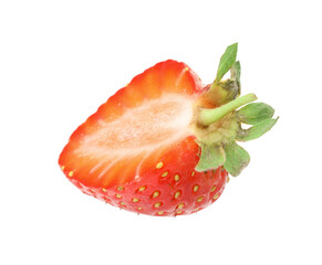 Half of fresh strawberry isolated on white
