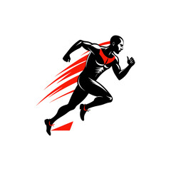 silhouette of a male sprinter in motion muscular vector art