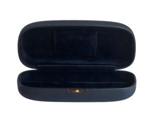 Sunglasses case opened black isolated on white