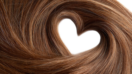 Swirling Brown Hair Heart on Clear Background