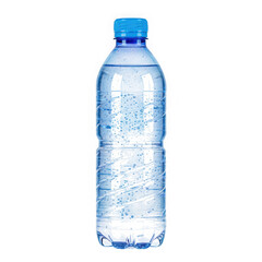 Fototapeta premium Blue plastic bottle filled with clear liquid isolated on transparent background