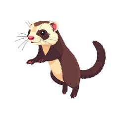Fototapeta premium Cartoon Ferret Illustration On White Background