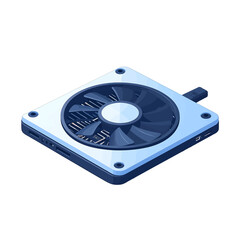 Isometric Graphics Card With Cooling Fan