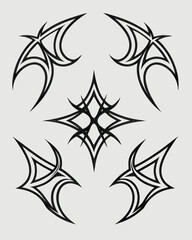 Abstract Black Line Art Design with Sharp Edges and Symmetrical Patterns for Creative Projects and Designs