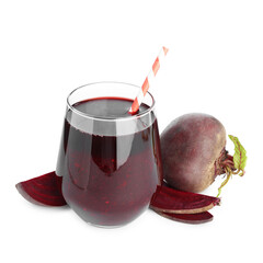 Superfood. Tasty smoothie in glass and ingredients isolated on white